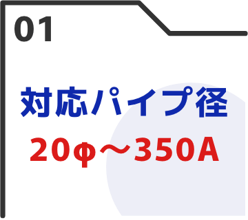 対応パイプ径20φ〜350A