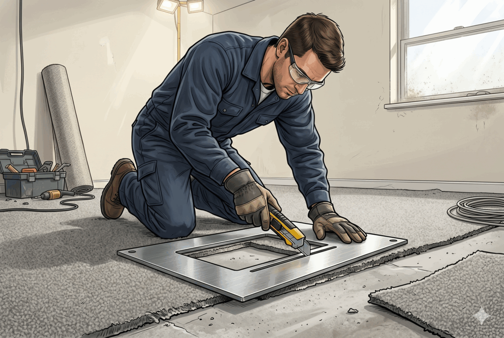 ステンレス製カーペット切断用治具