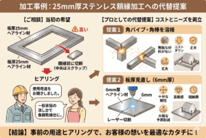 厚板25mmステンレスの額縁加工への提案