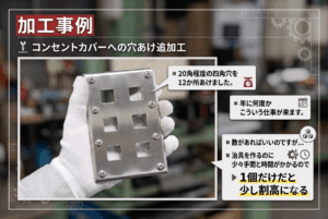 コンセントカバーへの穴あけ追加工