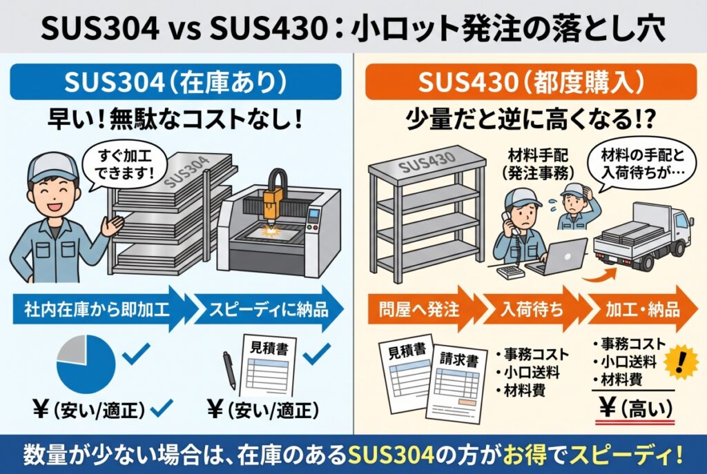 SUS304とSUS430の違いとは?「安さ重視の材質選定」で逆に高くなる落とし穴
